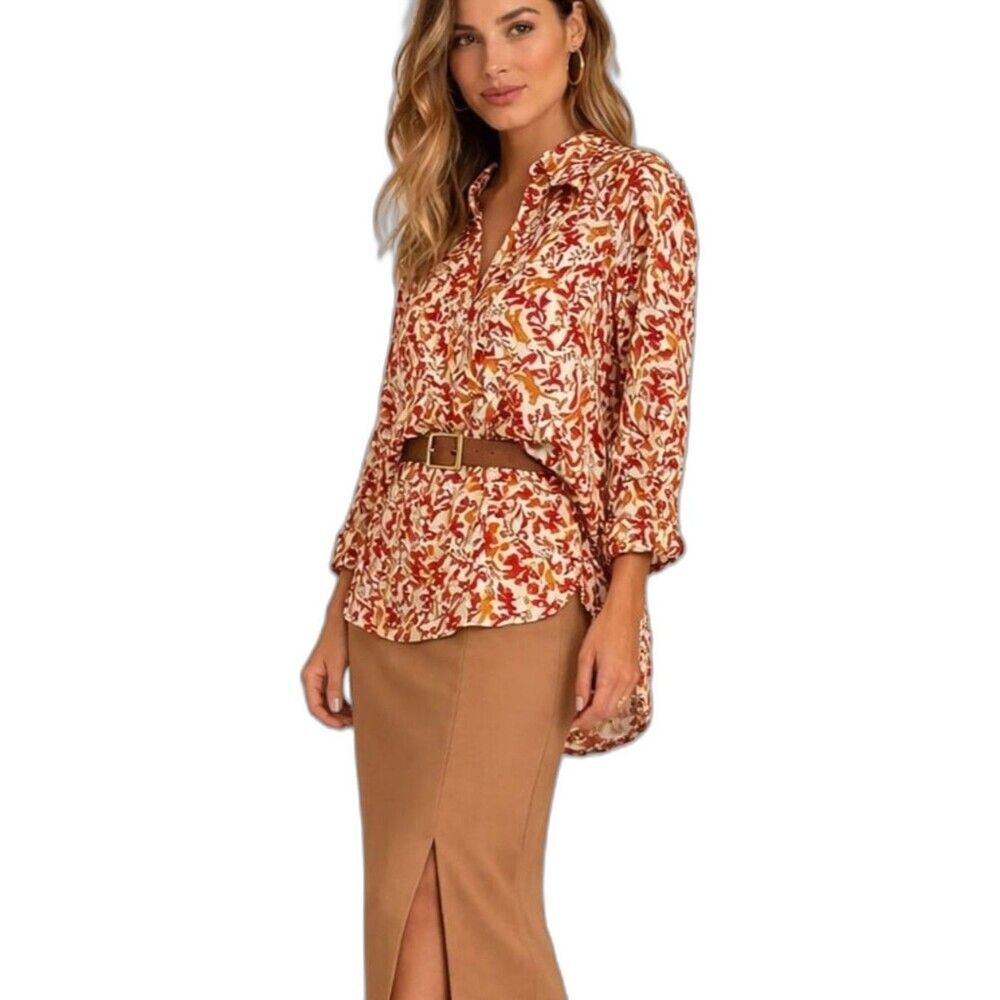 NWT Jude Connally Tunic Top Women Size Large Multi-Colored Cheetah Jungle Print